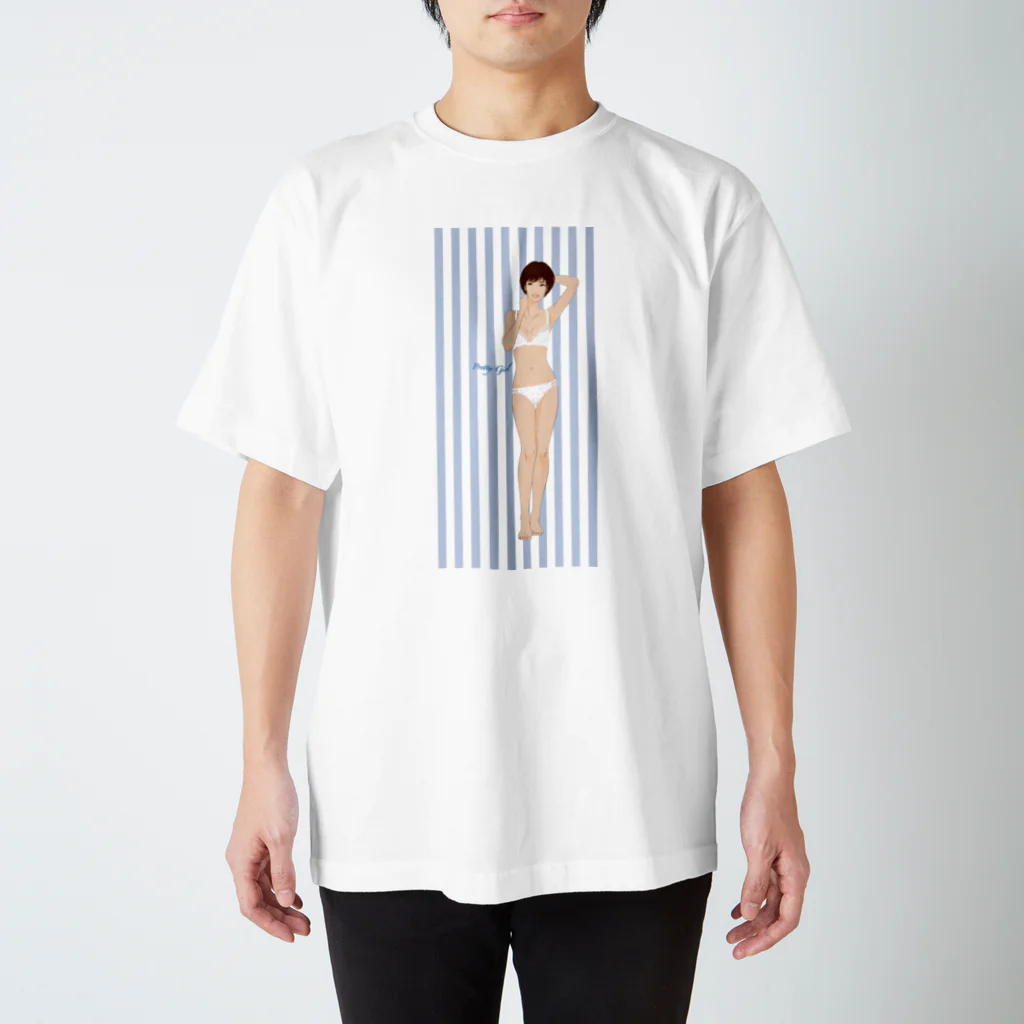 Shigenori Negishi Illust ShopeのGirls In White Regular Fit T-Shirt