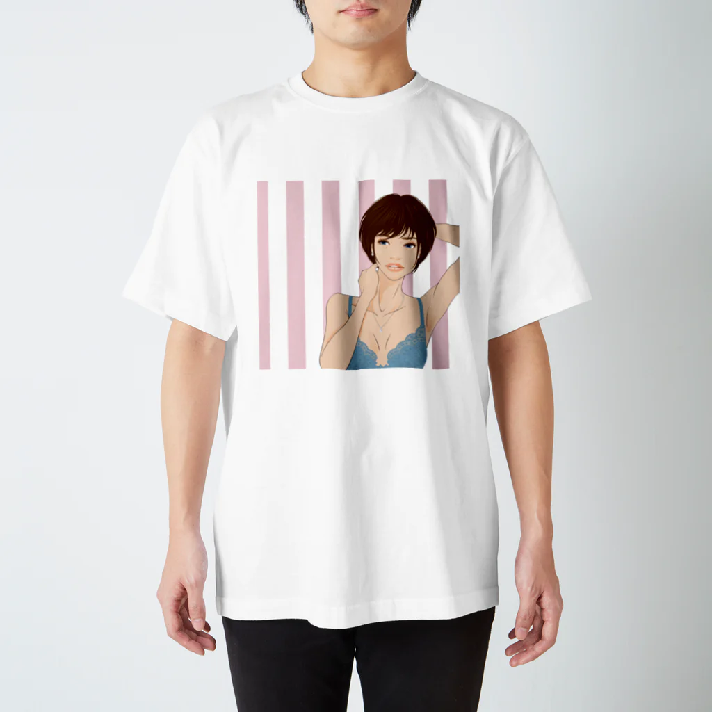 Shigenori Negishi Illust ShopeのGirls IN Blue (BUP-2) スタンダードTシャツ