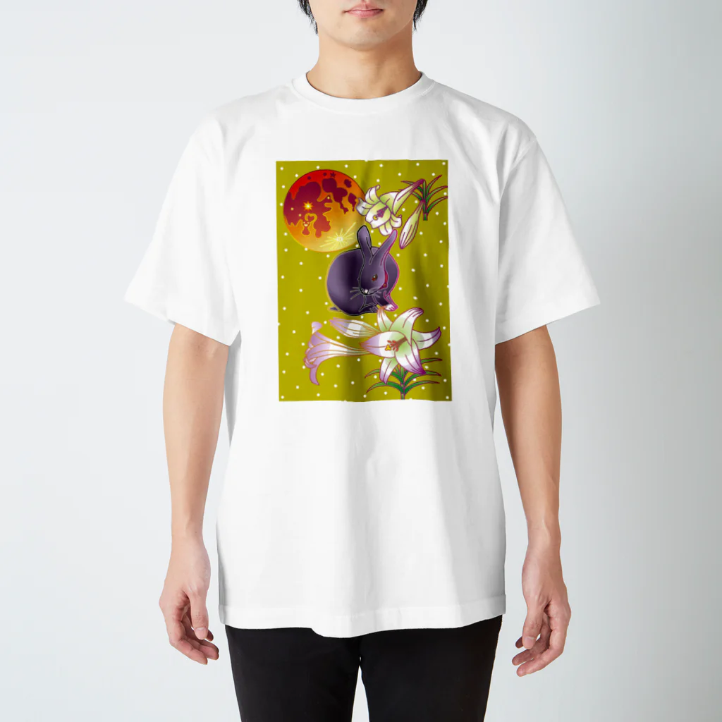 KANAT  LAMHITAのうさぎと満月と鉄砲百合 スタンダードTシャツ