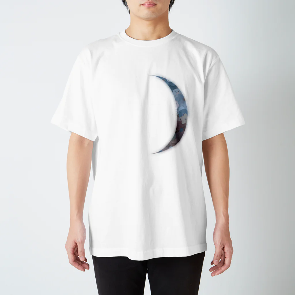 pianocurve DesignのMoon face designed with summer flowers No.2 スタンダードTシャツ