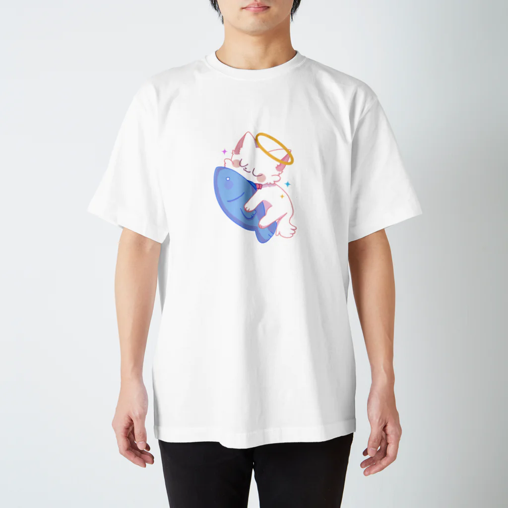 ちょこっぷのお魚大好きねこまるくん スタンダードTシャツ