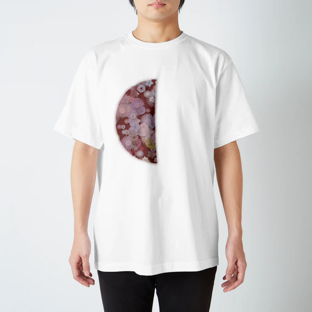 pianocurve DesignのMoon face designed with summer flowers No.23 スタンダードTシャツ