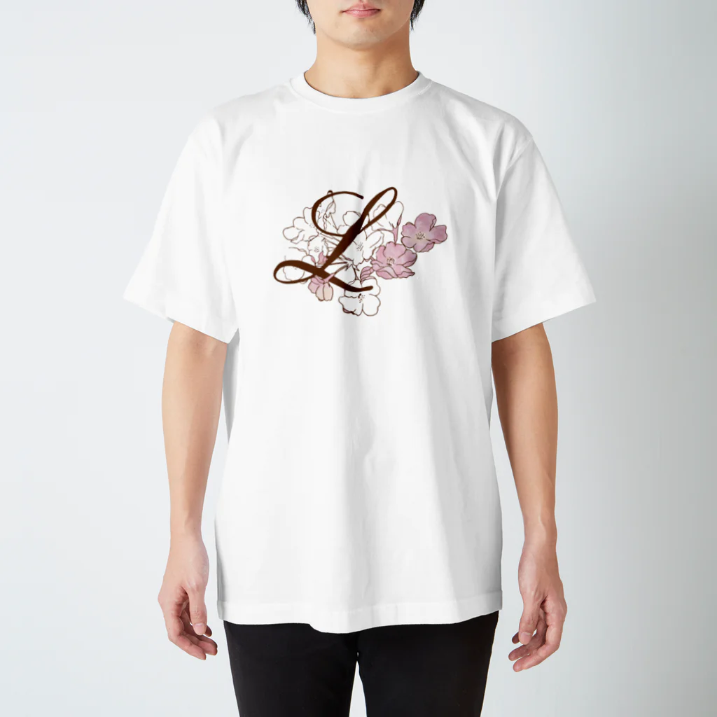 TakakoTaniguchiの“sakura-L”Decorative alphabetシリーズ スタンダードTシャツ