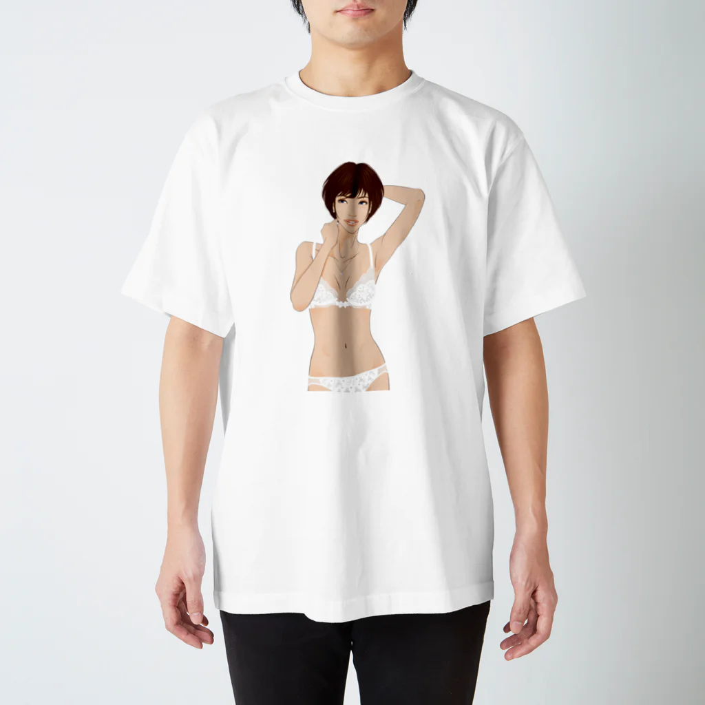 Shigenori Negishi Illust ShopeのGirls IN White-UP-00 Regular Fit T-Shirt