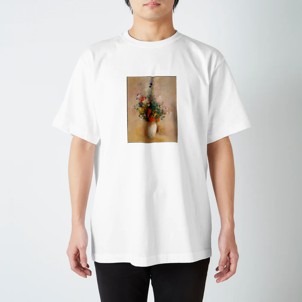 Masterpieceのオディロン・ルドン　/　花瓶（ピンクの背景）Vase of Flowers (Pink Background) ca. 1906 Regular Fit T-Shirt