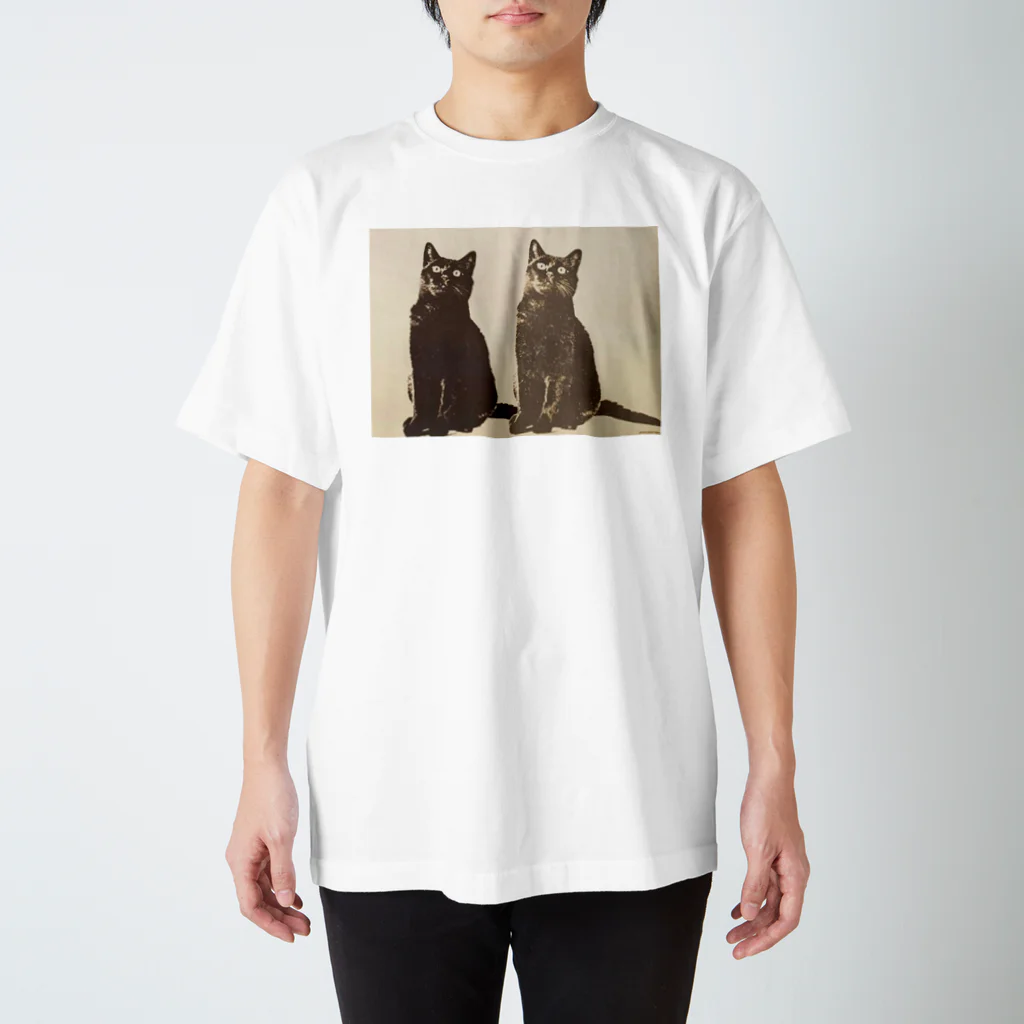 YS VINTAGE WORKSのチェコ　黒猫＆影猫 スタンダードTシャツ