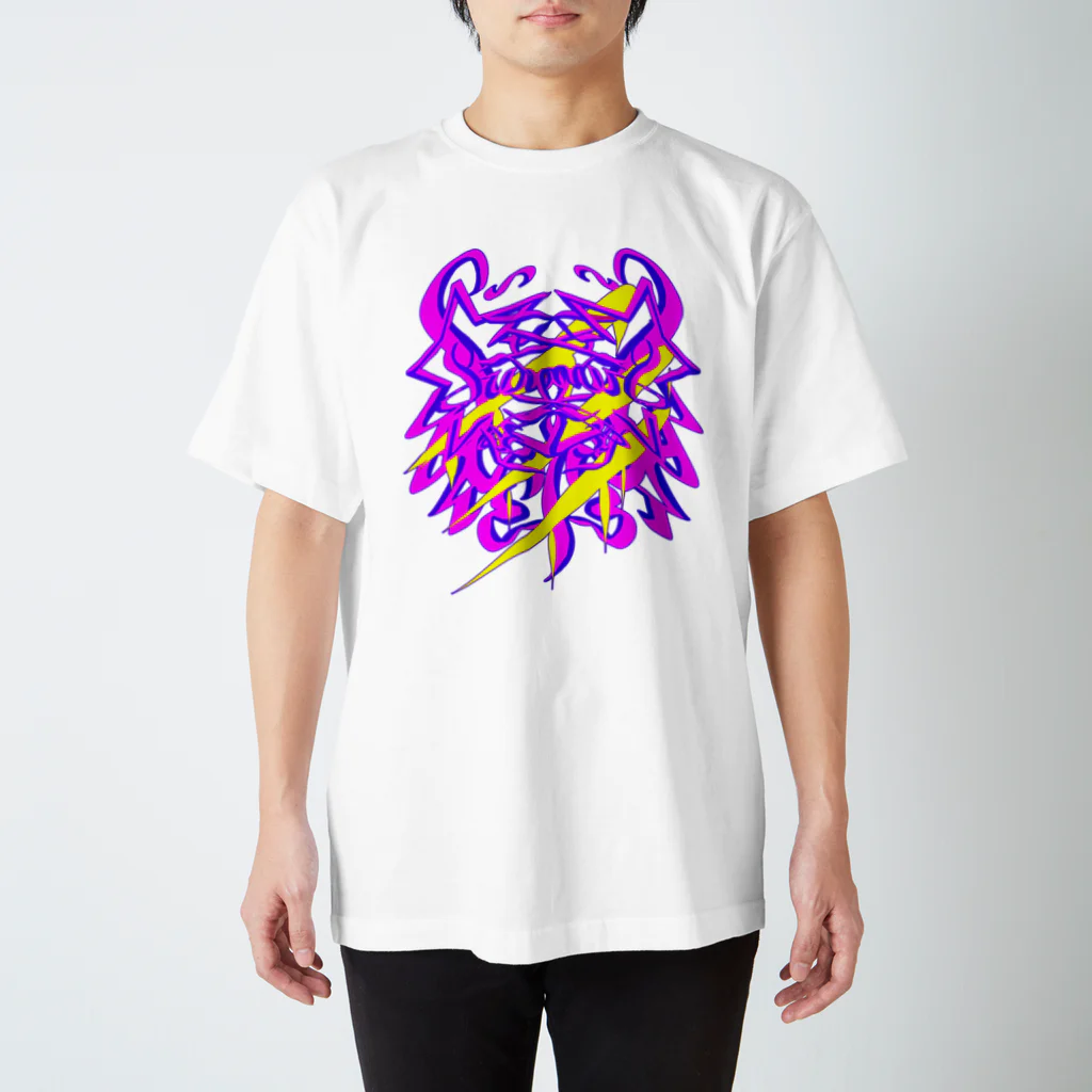 ＳＩＬＶＥＲＷＯＬＦＭＥＮmixculturedesinのsteersからの移動商品「狼カリグラフィー２型」 スタンダードTシャツ