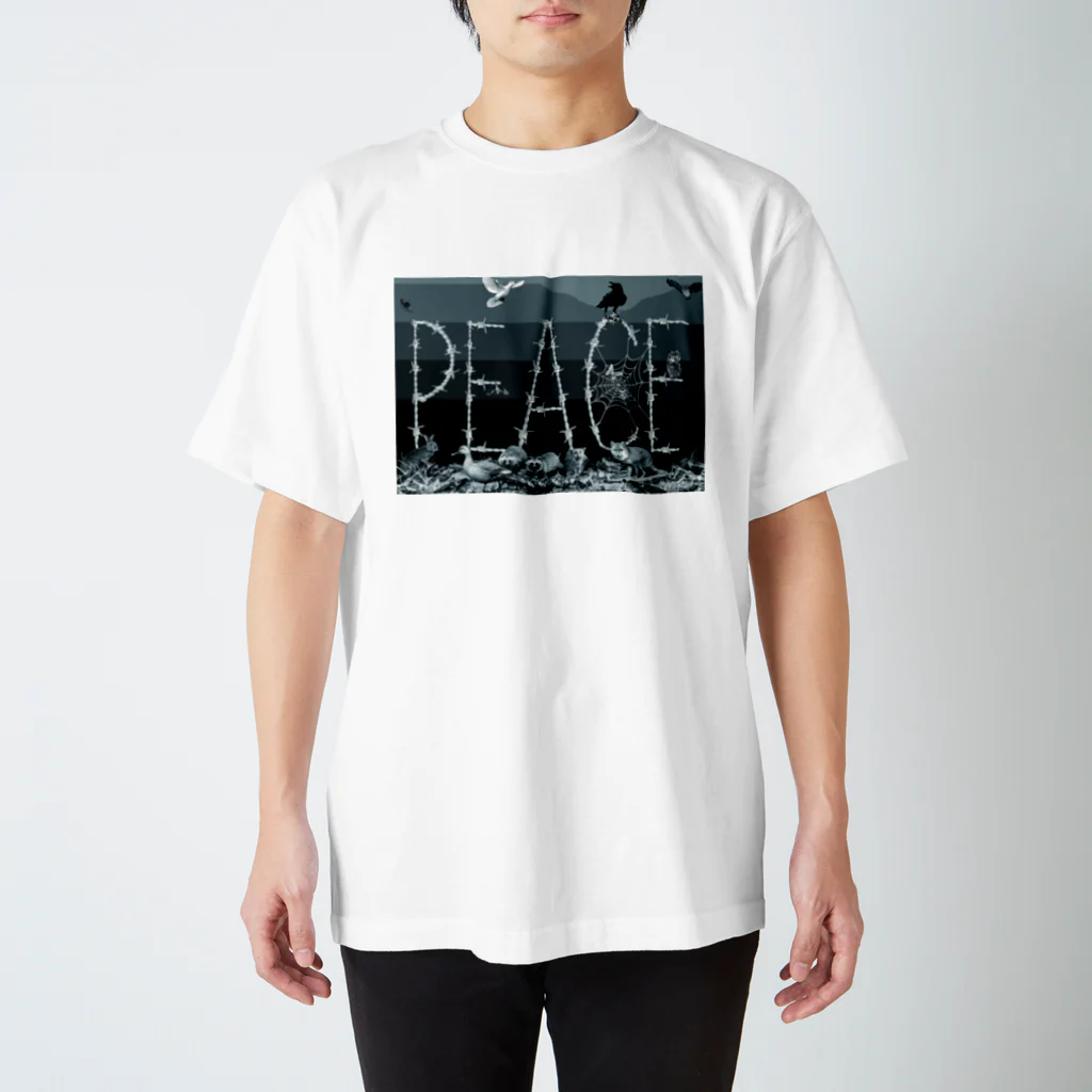 MAD AMANO PARODY SHOPのPEACE有刺鉄線-MAD AMANO スタンダードTシャツ