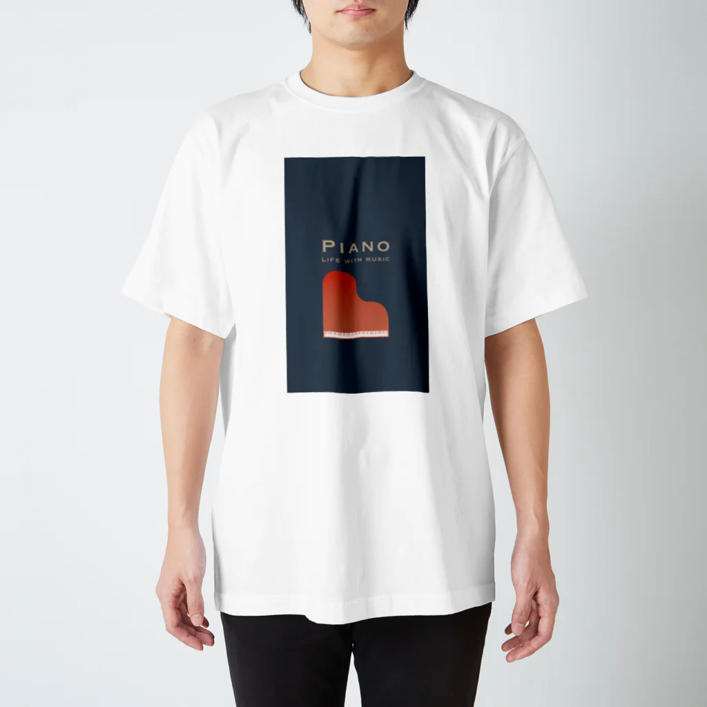 和音のPiano LIFE WITH MUSIC（ネイビー） Regular Fit T-Shirt