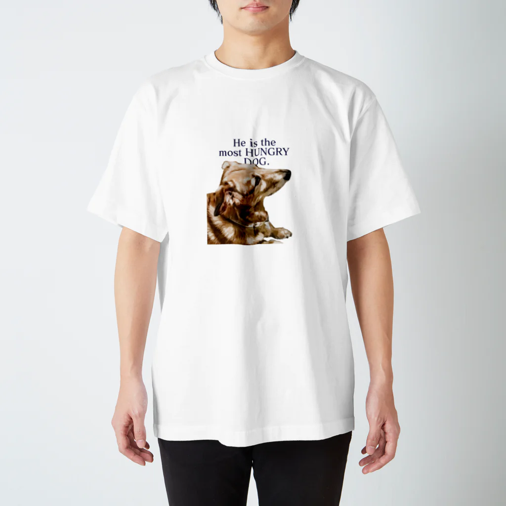 the most "DOG"のhe is the most hungry dog. BLUE スタンダードTシャツ