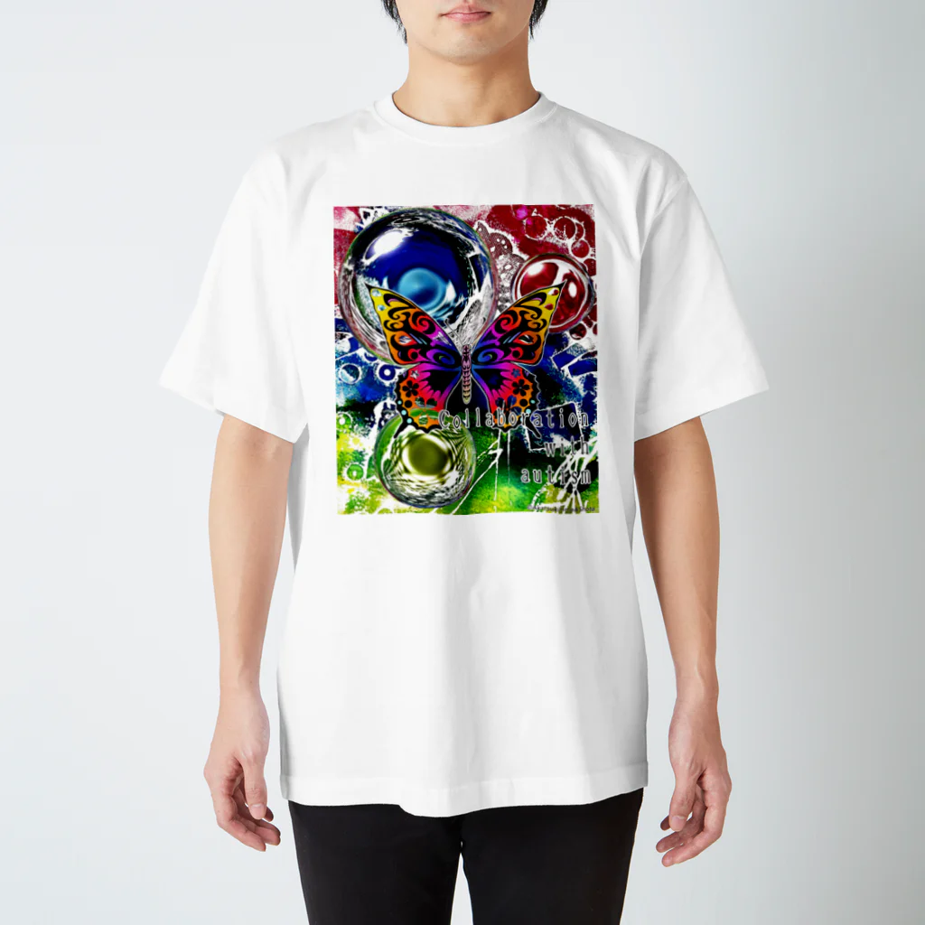 箱庭金魚❀暁姫のCollaboration with autism蝶 版画2 スタンダードTシャツ