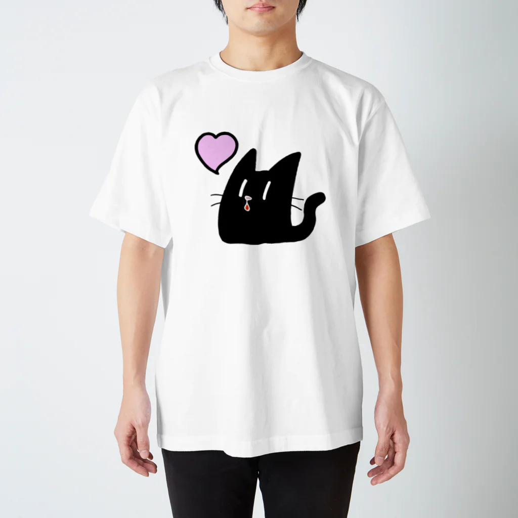 SHUNROの黒ネコ06 スタンダードTシャツ