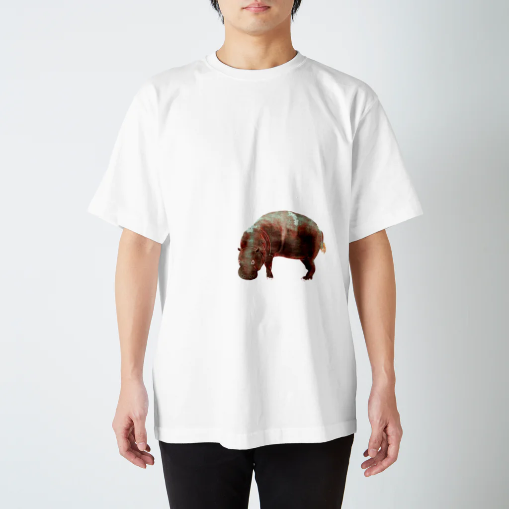 文様動物園 Pattern Zoo Museum shopの算木崩し × コビトカバ Regular Fit T-Shirt