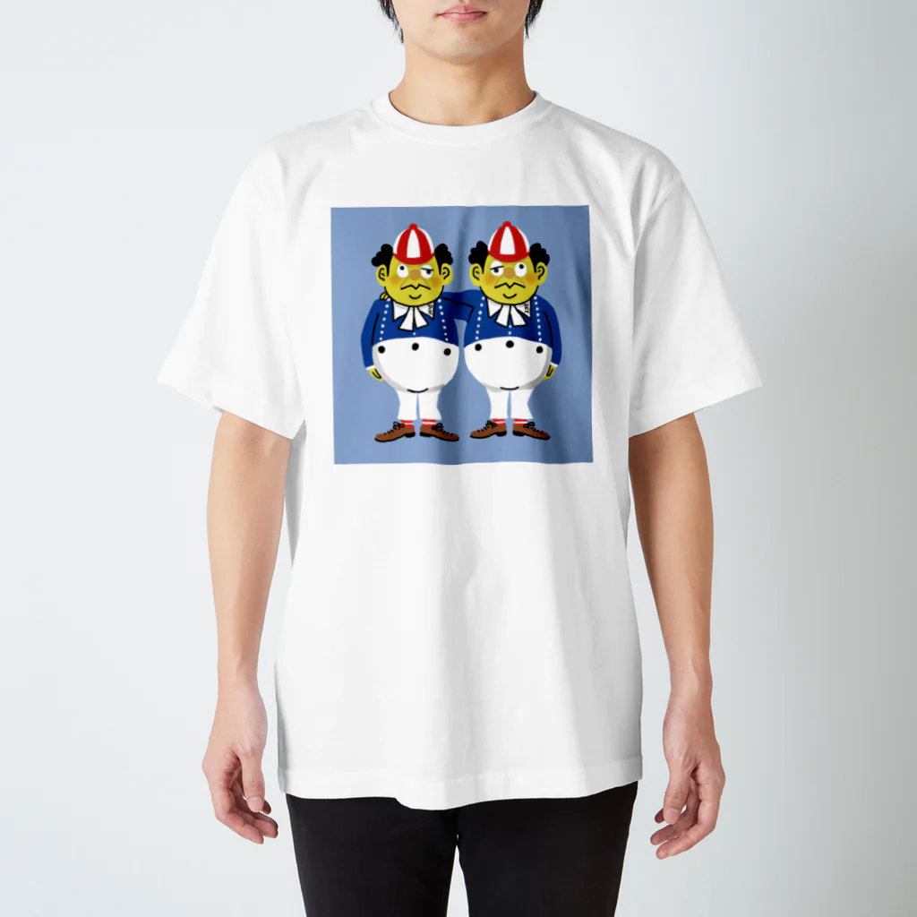 Nobby's SUZURI shopの双子のおじさん（ブルーバック） スタンダードTシャツ