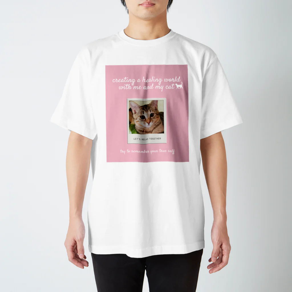 感猫ちゃんのハルちゃん/ピンク色 スタンダードTシャツ