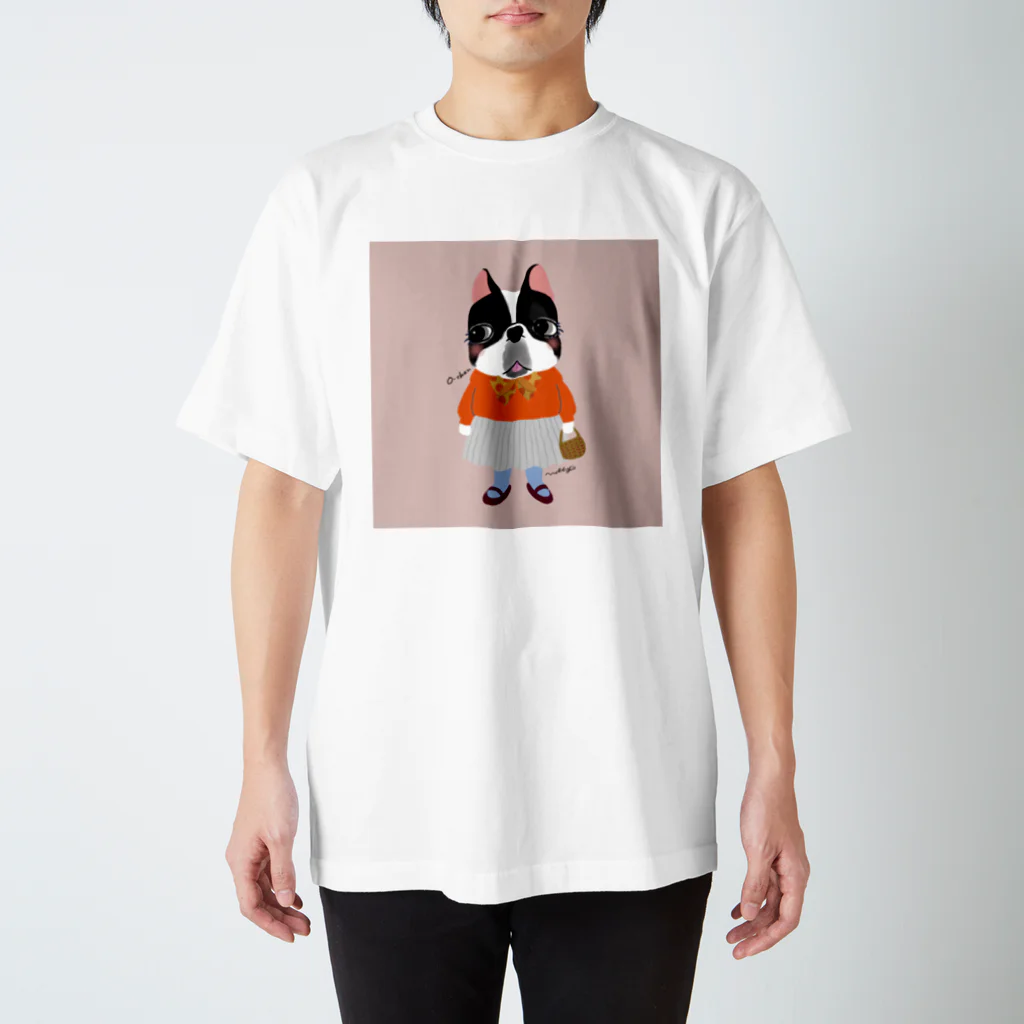 Nobby's SUZURI shopのフレブルのおーちゃん（背景あり） スタンダードTシャツ