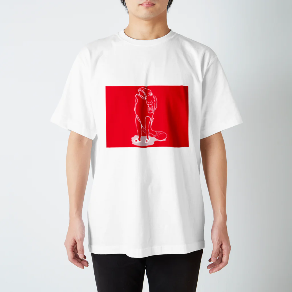 ポリフェノールのお店の紅白の魚人 スタンダードTシャツ