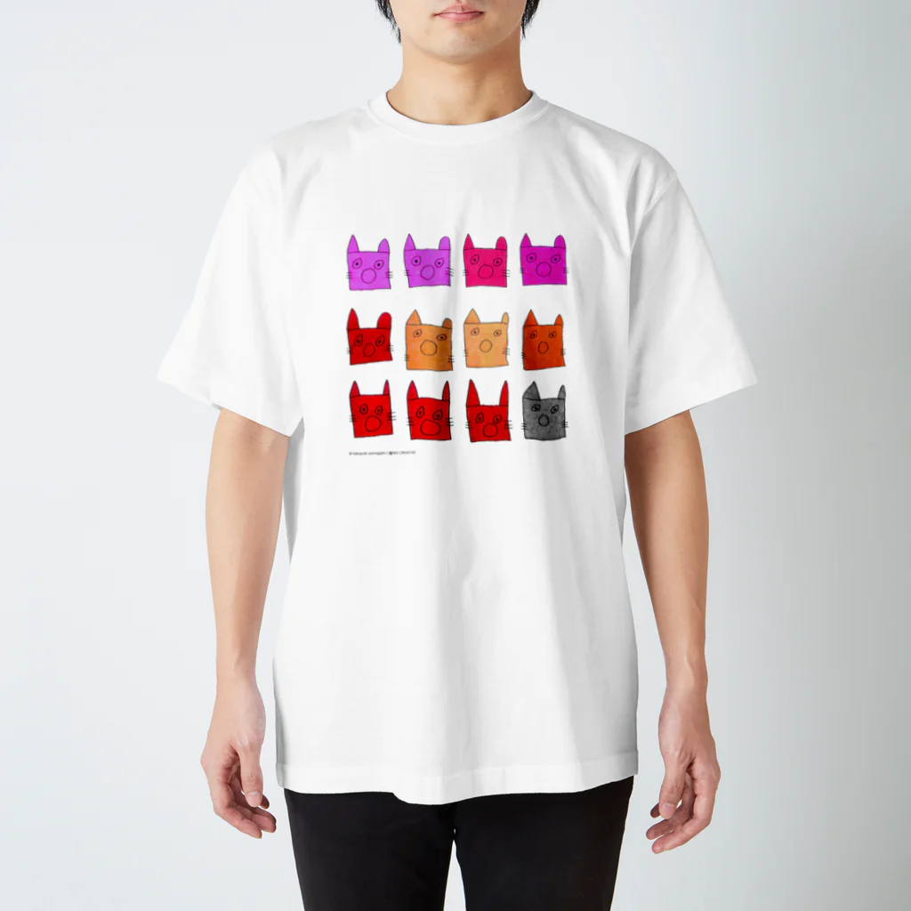 嬉々!! CREATIVEのtakayuki yamagishi / ネコ　★実際の色はもう少し穏やかです。サンプル画像のような蛍光色ではありませんのでご注意ください。 スタンダードTシャツ