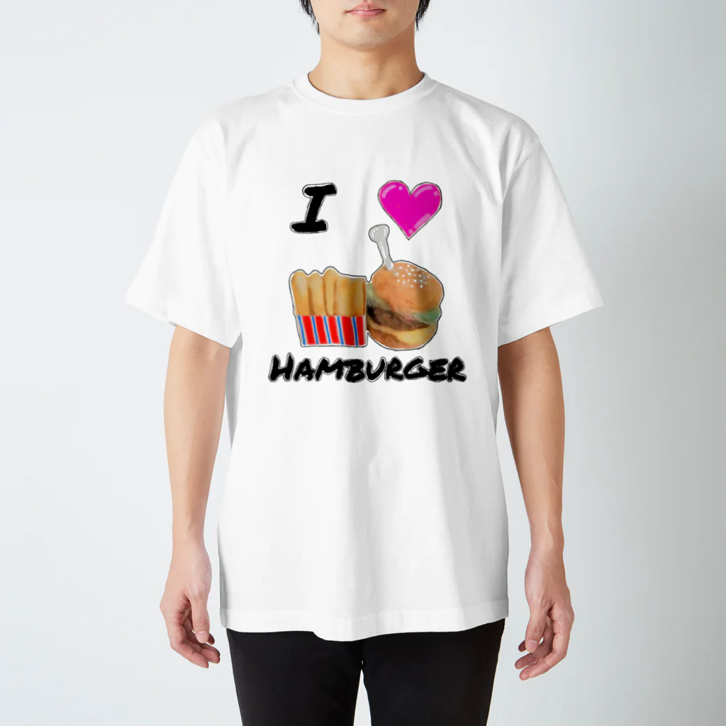 くまのマーク&マクセニのI Love Hamburger スタンダードTシャツ