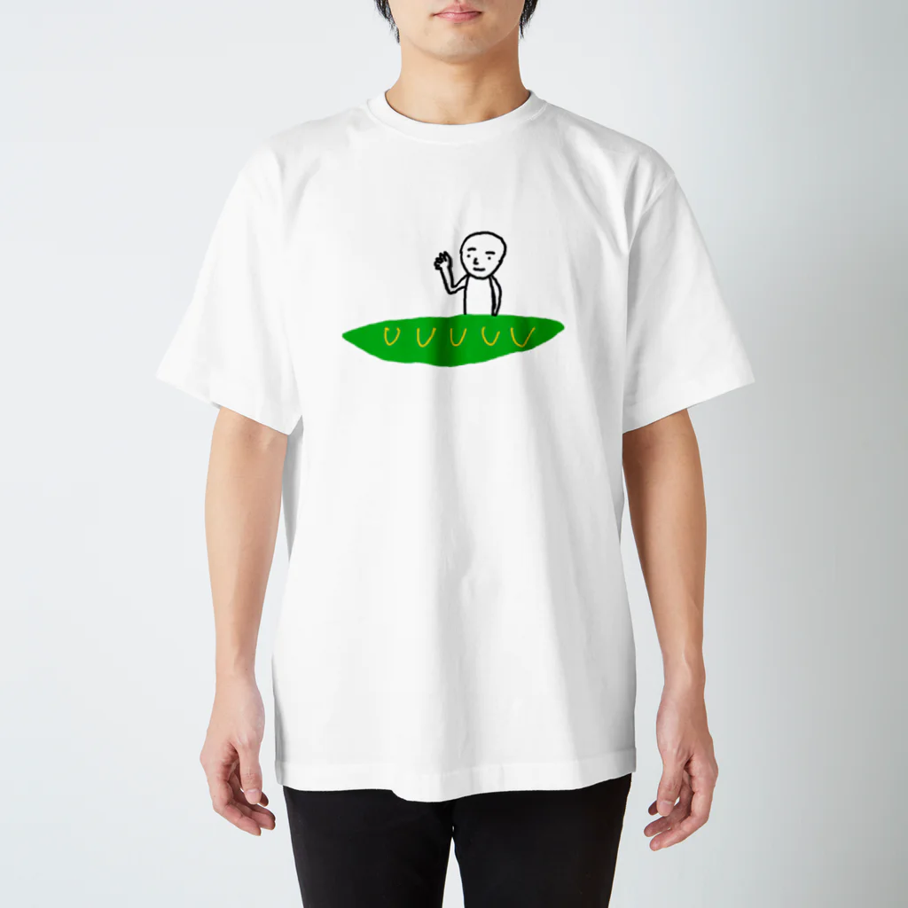 コトトリネムカのさやえんどうの船に乗る人 スタンダードTシャツ