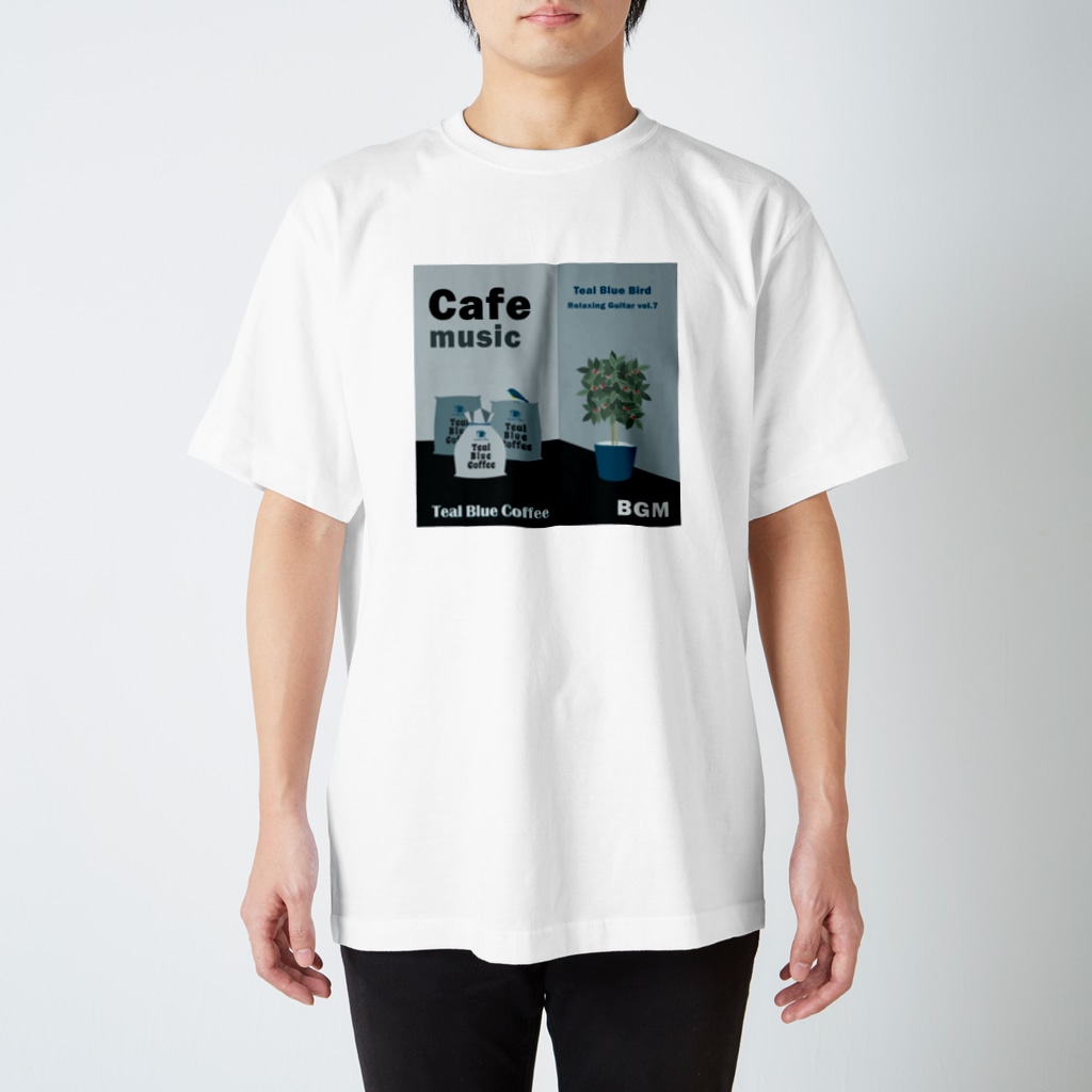 Teal Blue CoffeeのCafe music - Teal Blue Bird - Regular Fit T-Shirt