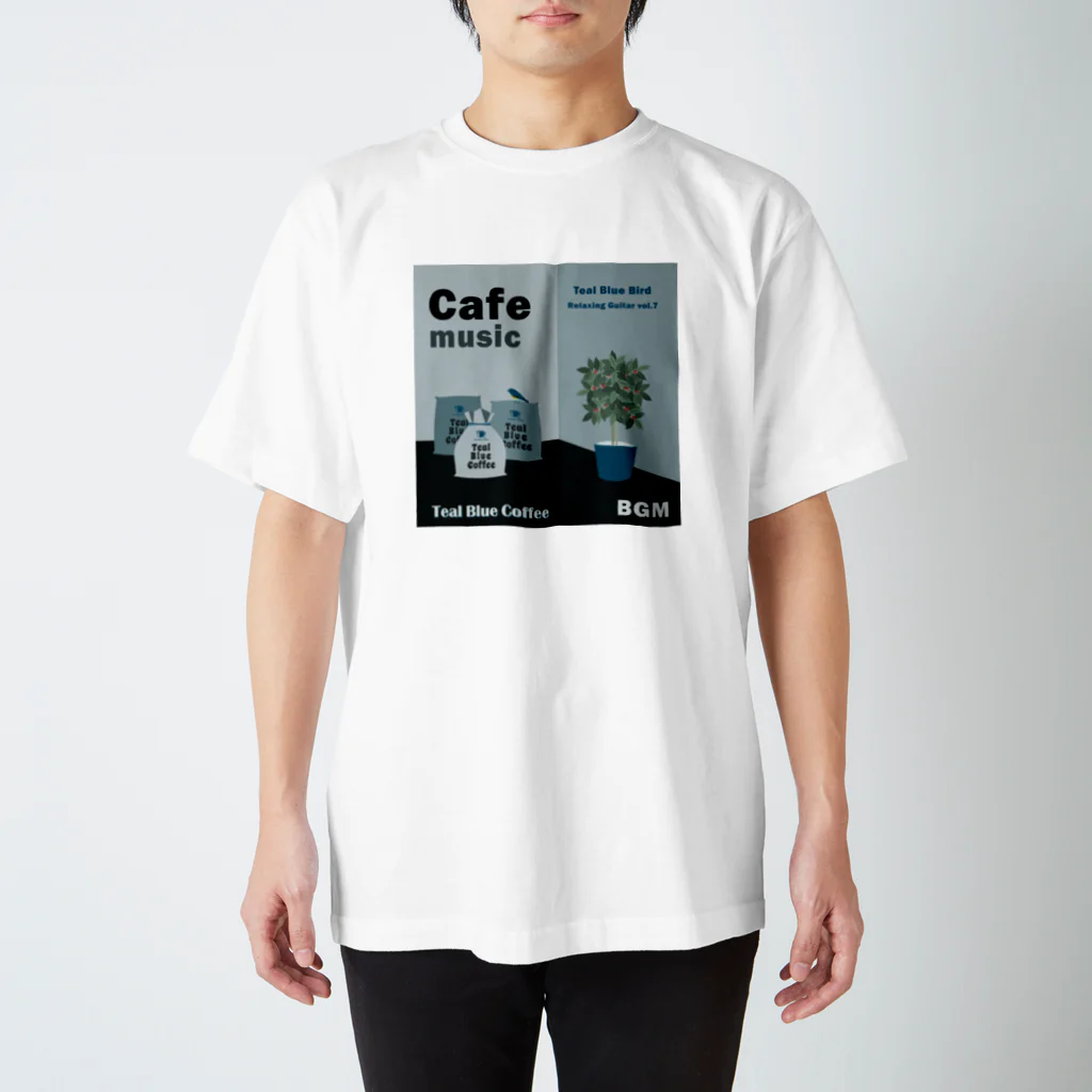 Teal Blue CoffeeのCafe music - Teal Blue Bird - Regular Fit T-Shirt