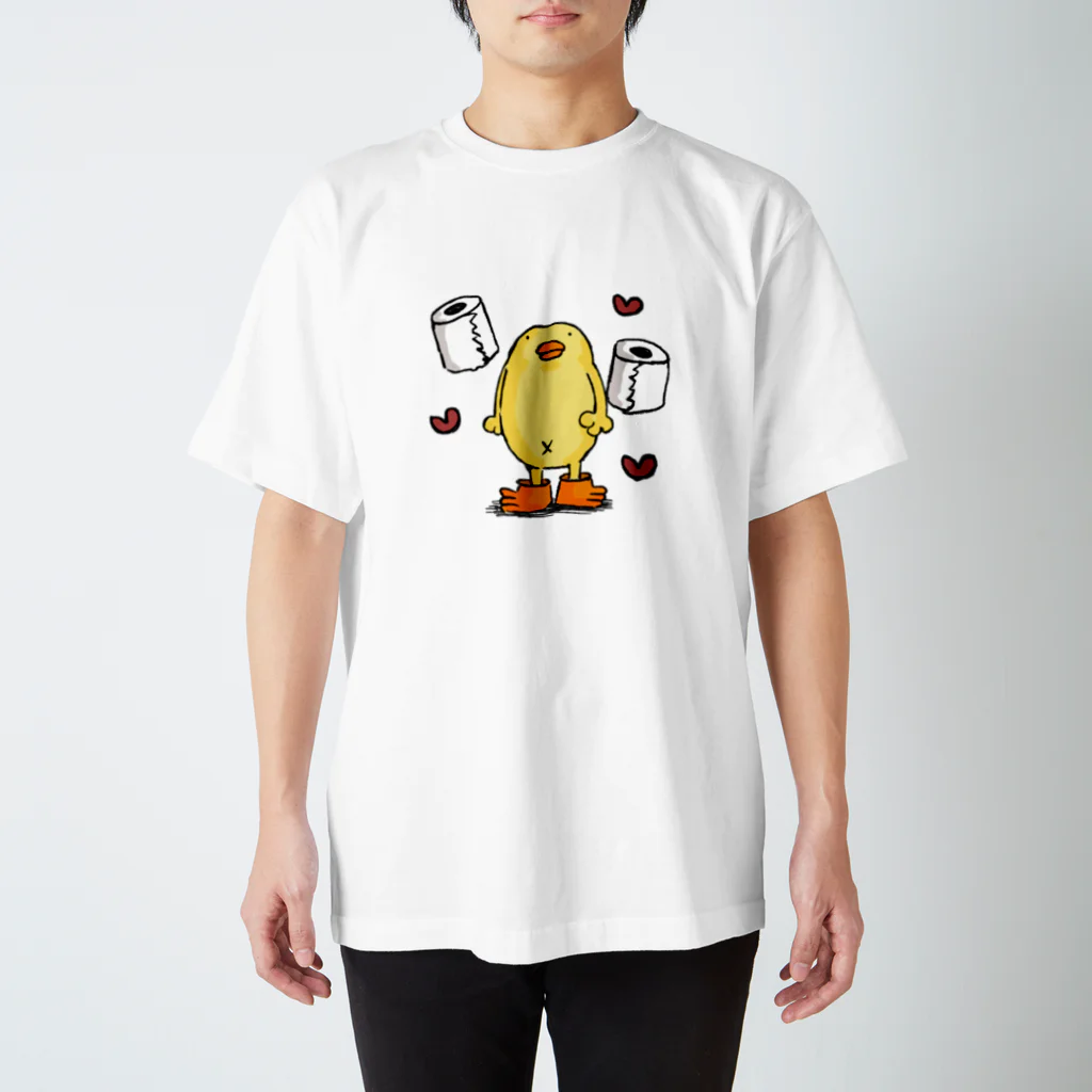 ぴょろりんちょ🐤のトイレットペーパー大好きぴよのTシャツ スタンダードTシャツ