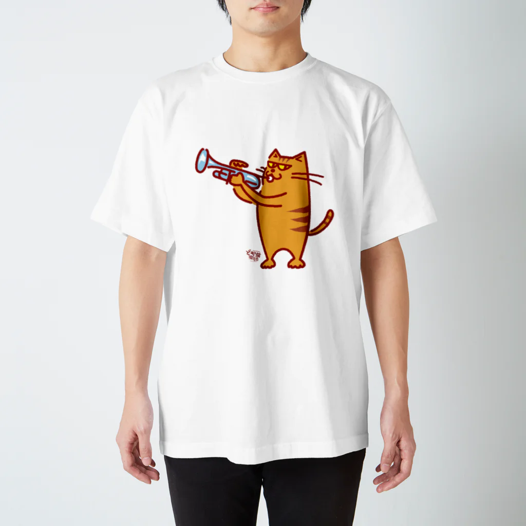 otoshimono-music shopのどや猫楽団・トランペット（上手入場） Regular Fit T-Shirt