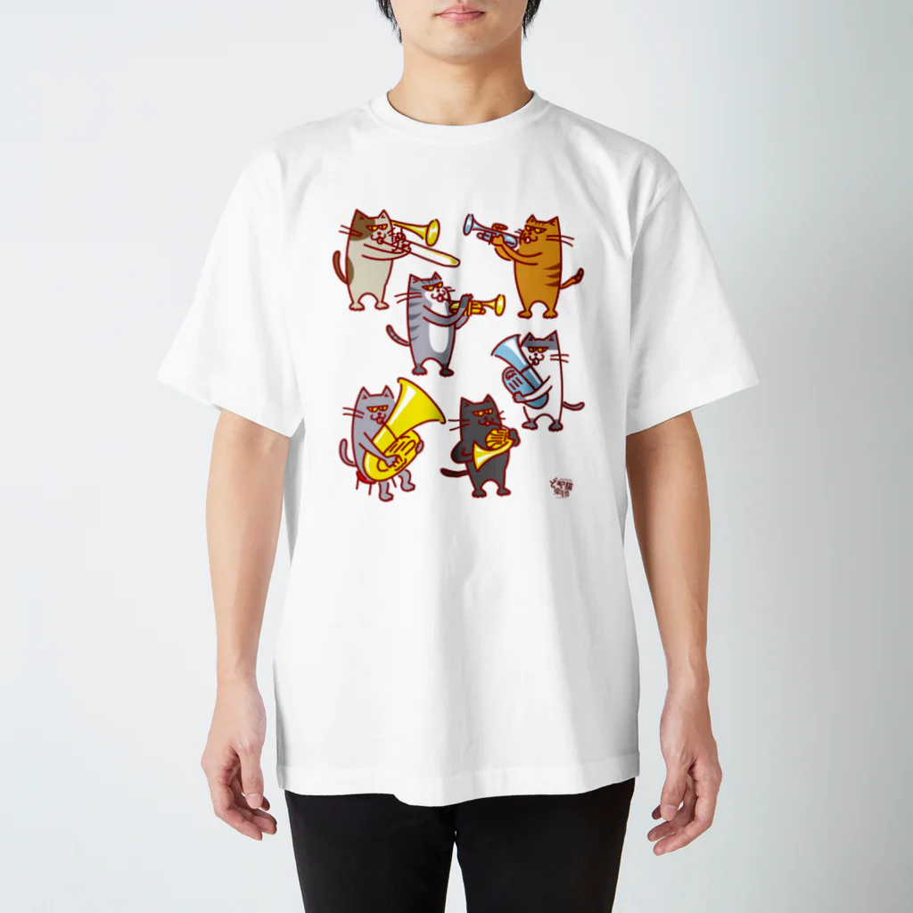 otoshimono-music shopのどや猫楽団・金管六重奏 Regular Fit T-Shirt