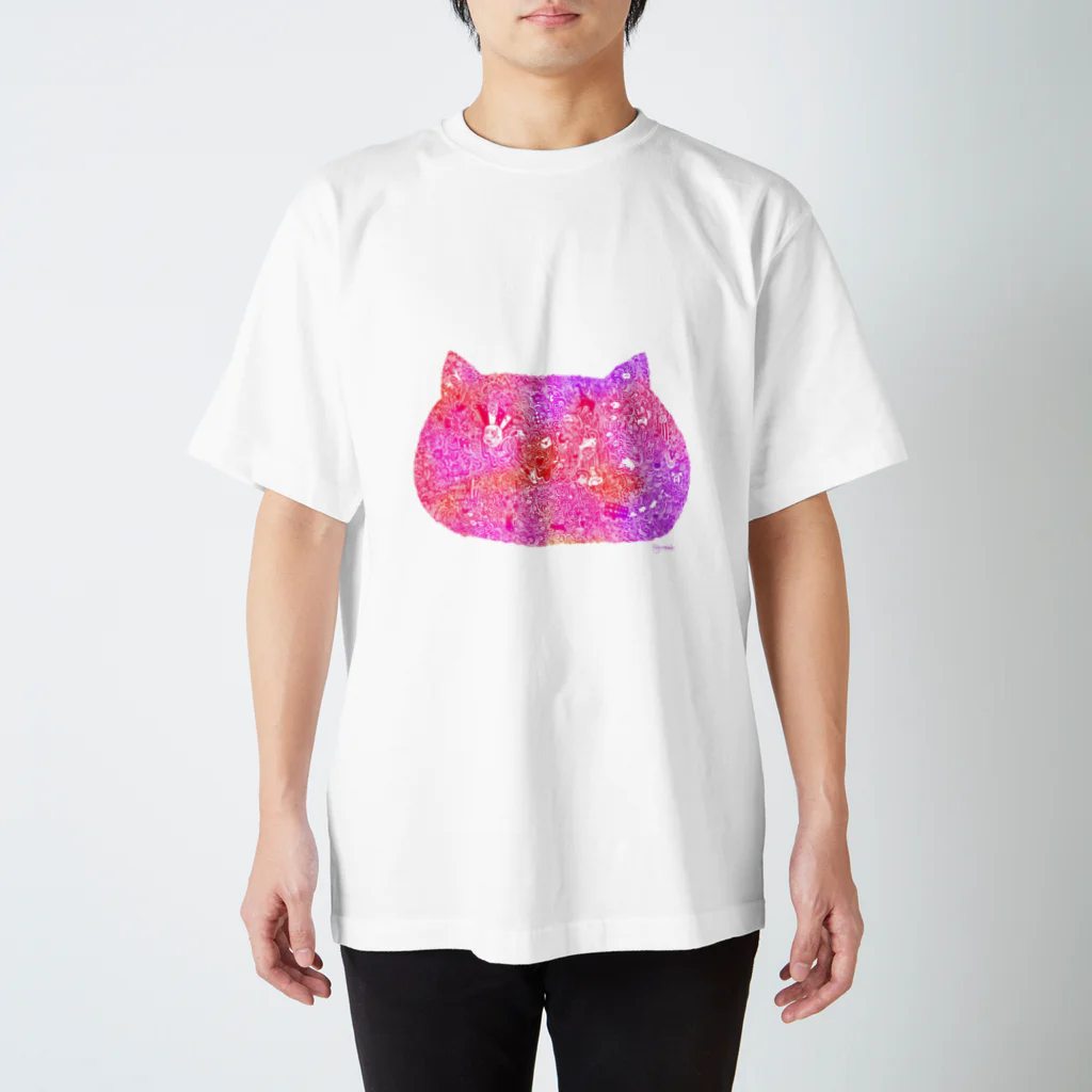 フジサキ（よころ）の猫も愛せばにゃーと鳴く暖色 スタンダードTシャツ