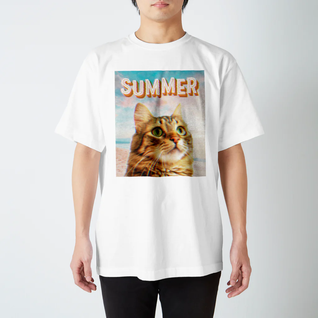 サメ わりとおもいのサマーねこちゃん Regular Fit T-Shirt