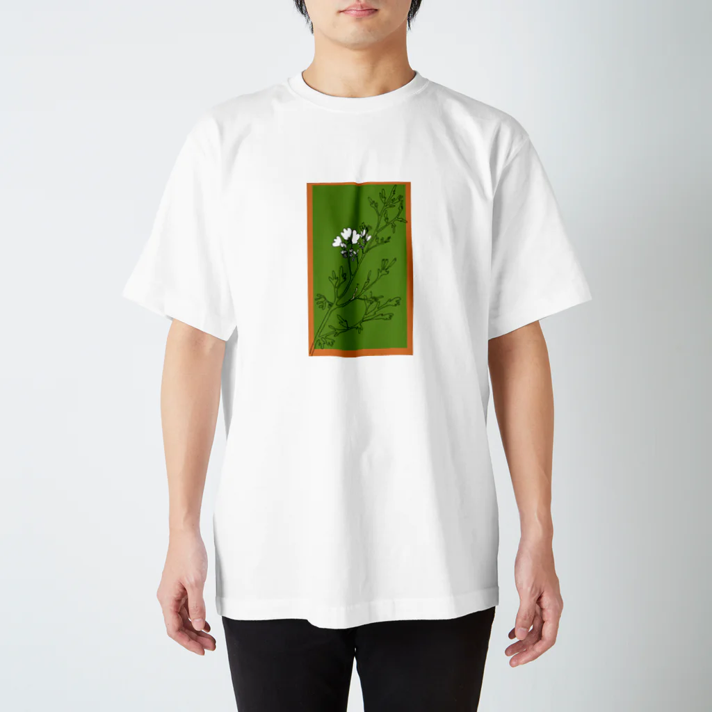 ささはらなつみのSUZURIショップの『お花とあおむし君』 スタンダードTシャツ