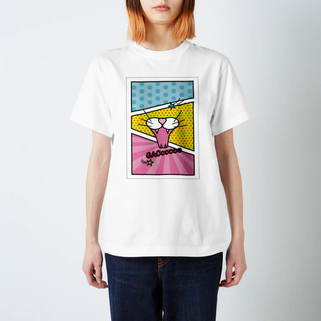 Yuzu-Natsumeのアメコミ風な猫 スタンダードTシャツ