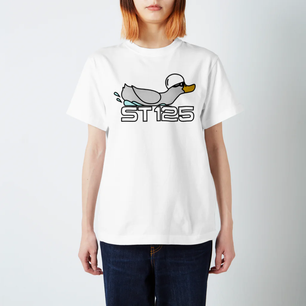 ぶれめか【グロムは良いゾ】の ST125ダックスロゴ（カラー）白帽 スタンダードTシャツ