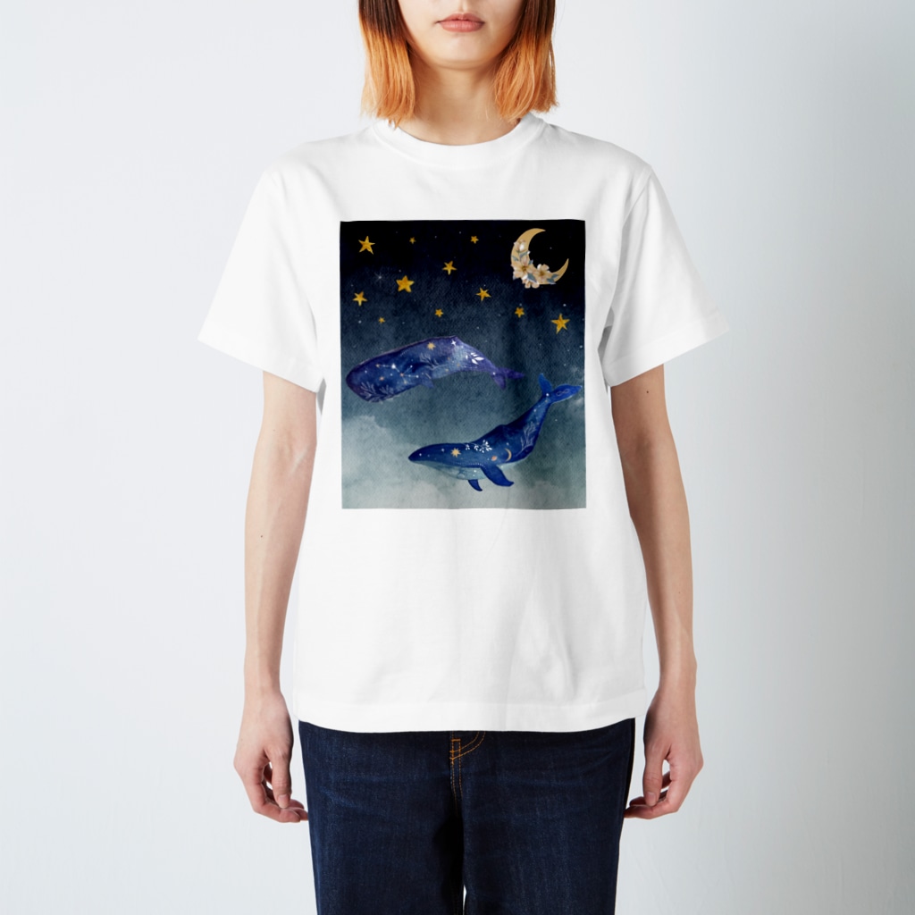 NEONEONの夜を泳ぐクジラ Regular Fit T-Shirt