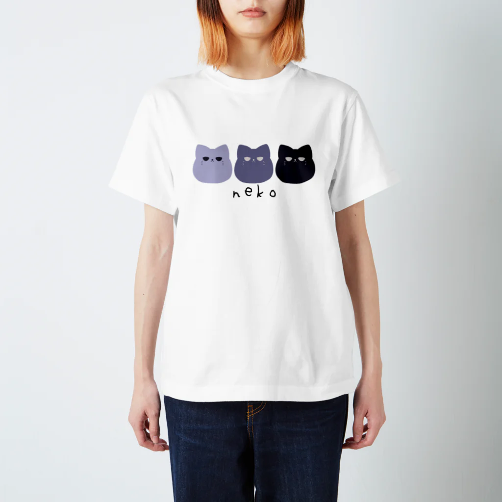 nagiのnekoが3匹（パープル） スタンダードTシャツ