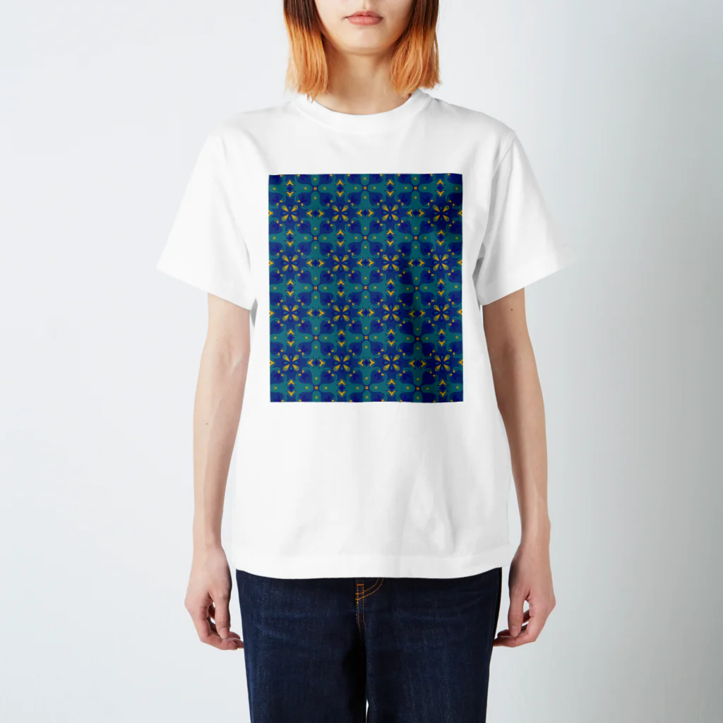 tettetextileのTako tile_blue Regular Fit T-Shirt