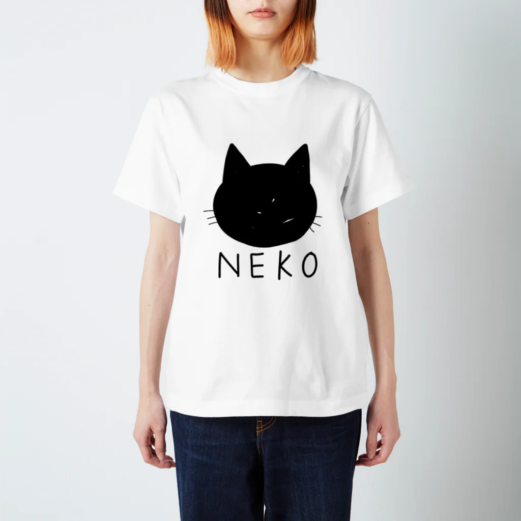 もこもこのNEKO　黒 スタンダードTシャツ