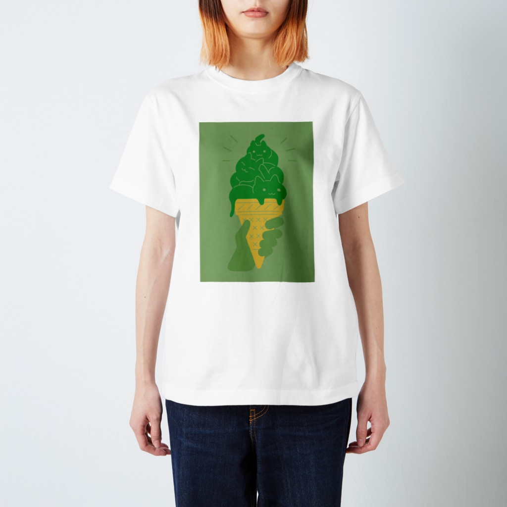 AI作家さむねこの作品集のIce Cat Matcha Regular Fit T-Shirt