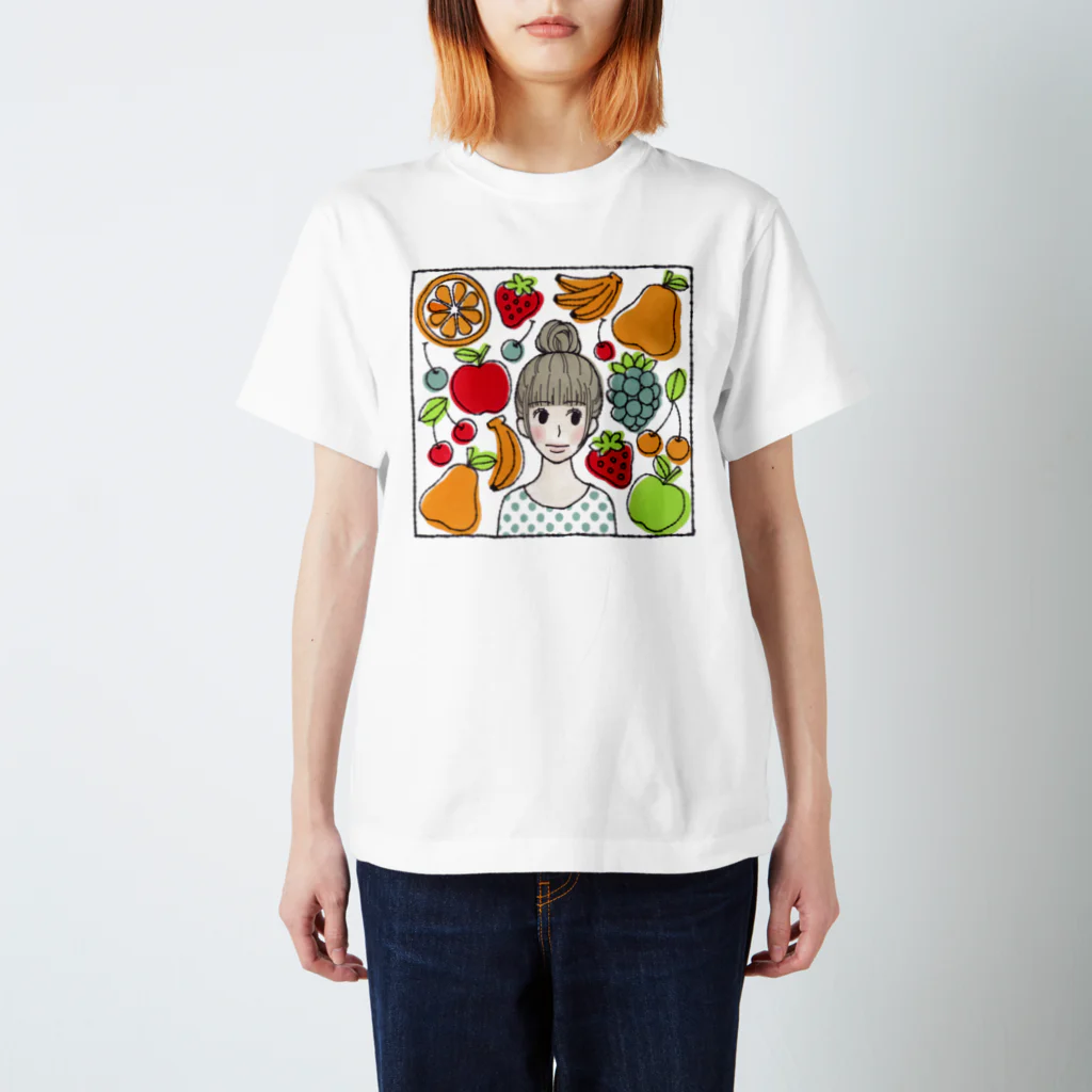 漫画家・冬川智子SHOP　Ramune（ラムネ）のフルーツガール スタンダードTシャツ