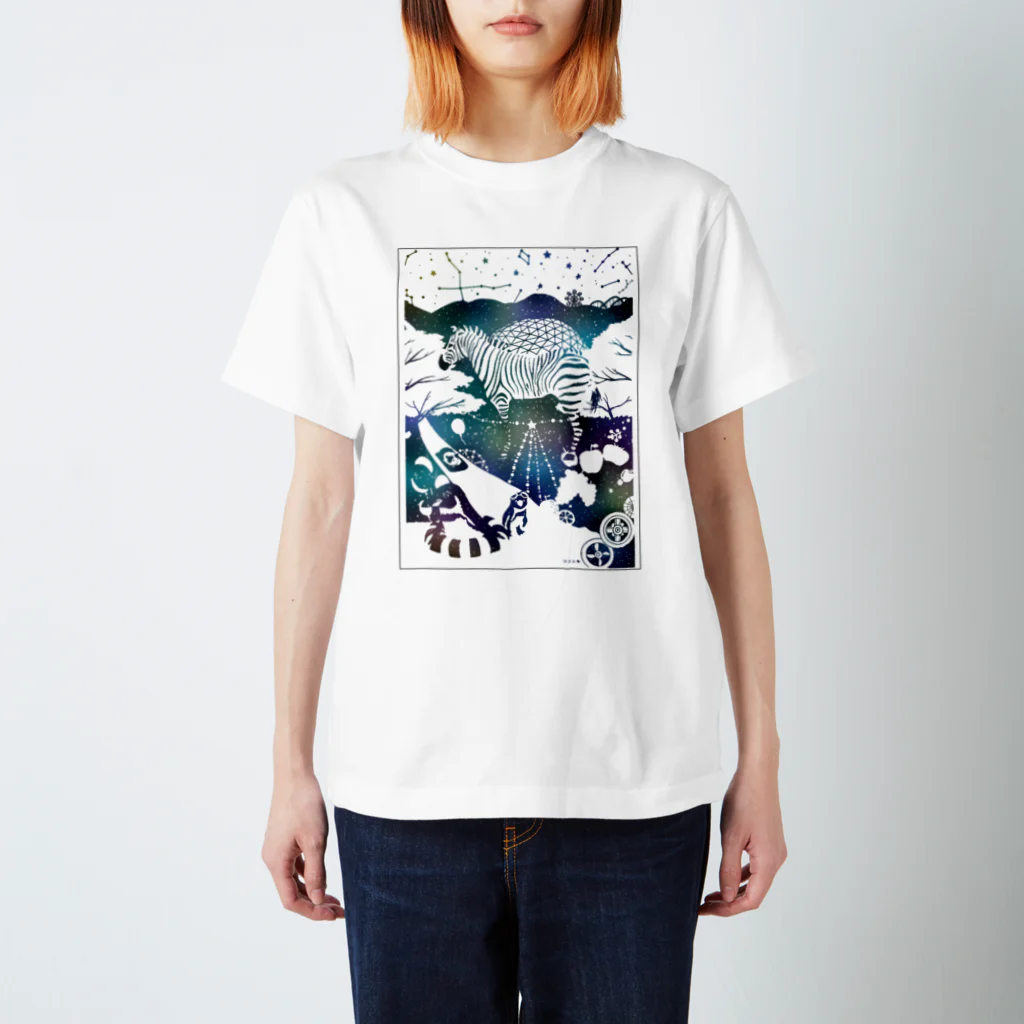 ココユキ＊水彩画ショップのひたちモノトーン スタンダードTシャツ