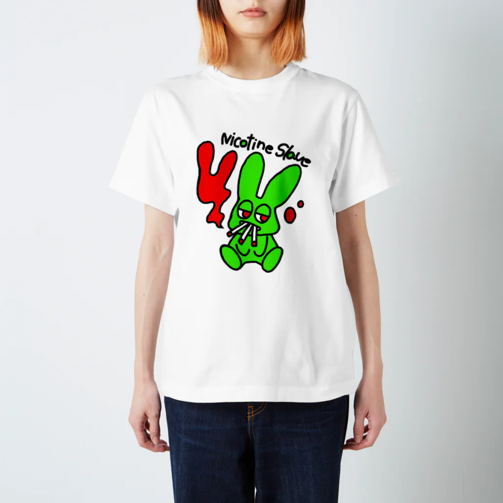 Crazy Rabbit Shop IkedaのニコチンさえあればいいウサギT スタンダードTシャツ