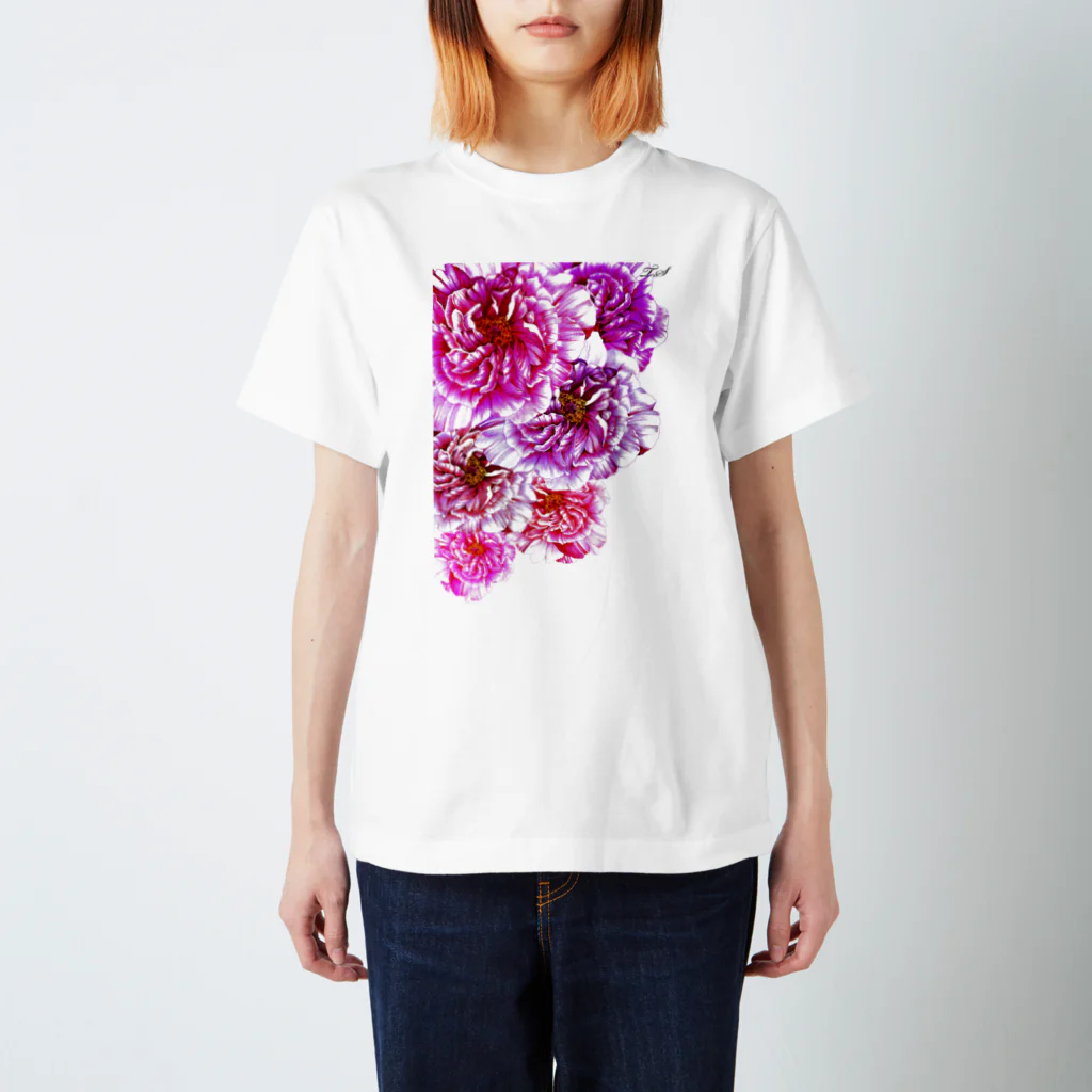 白石拓也のボールペン画「牡丹」 Regular Fit T-Shirt