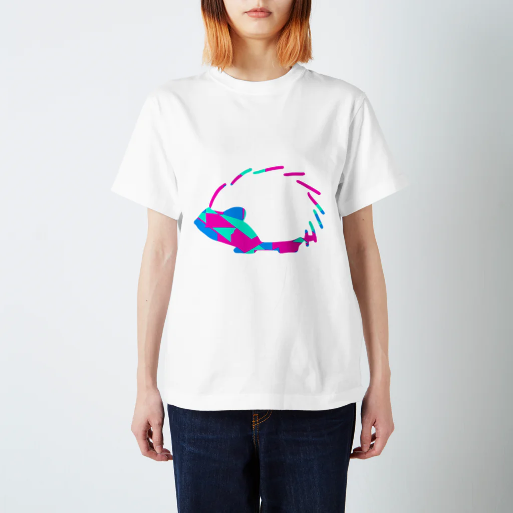 shi-chi Labo graph(詩一）のガラスチェックハリネズミ Regular Fit T-Shirt