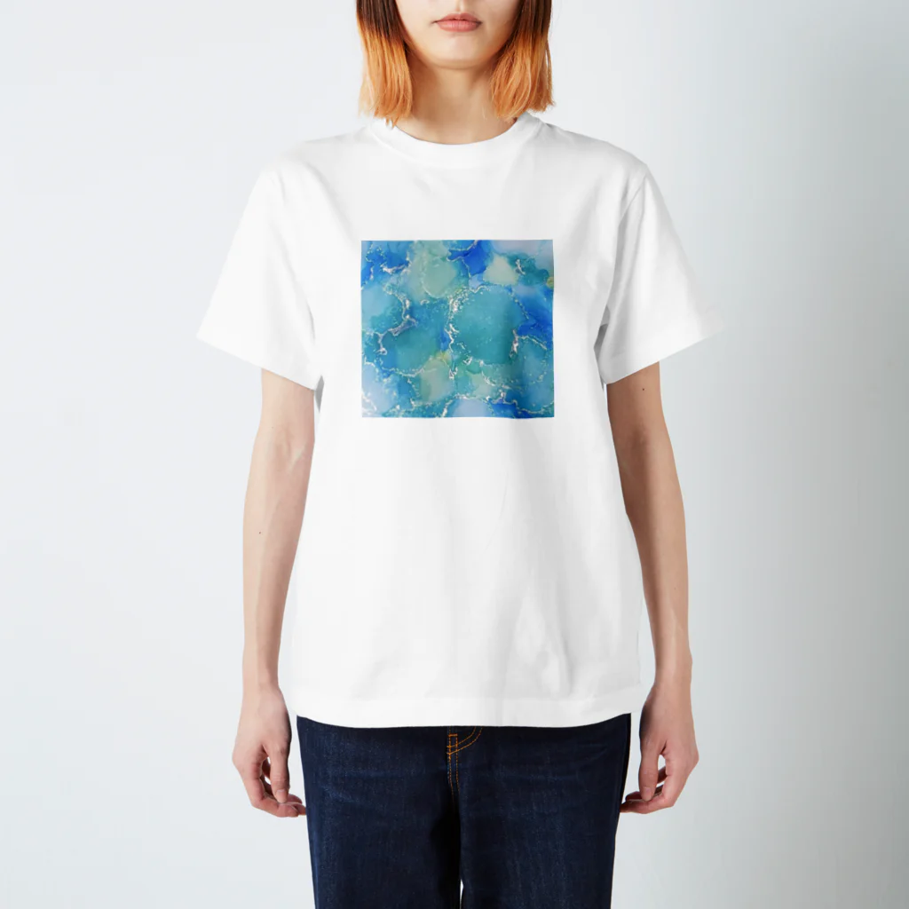 葉月あさこ(風椋)＠癒しの書【公式】のインクアート ブルー系 スタンダードTシャツ