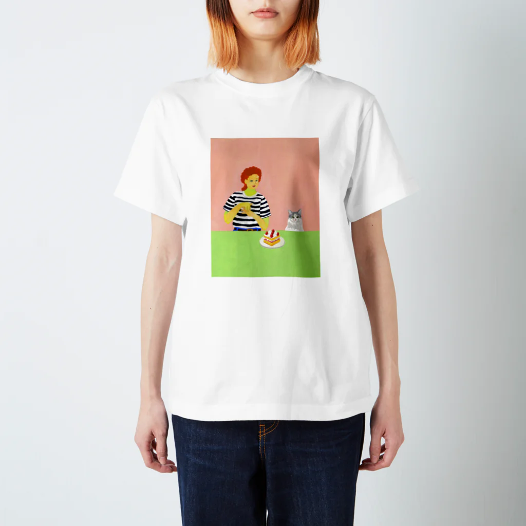 matsuorrrのGirl and Cat Regular Fit T-Shirt