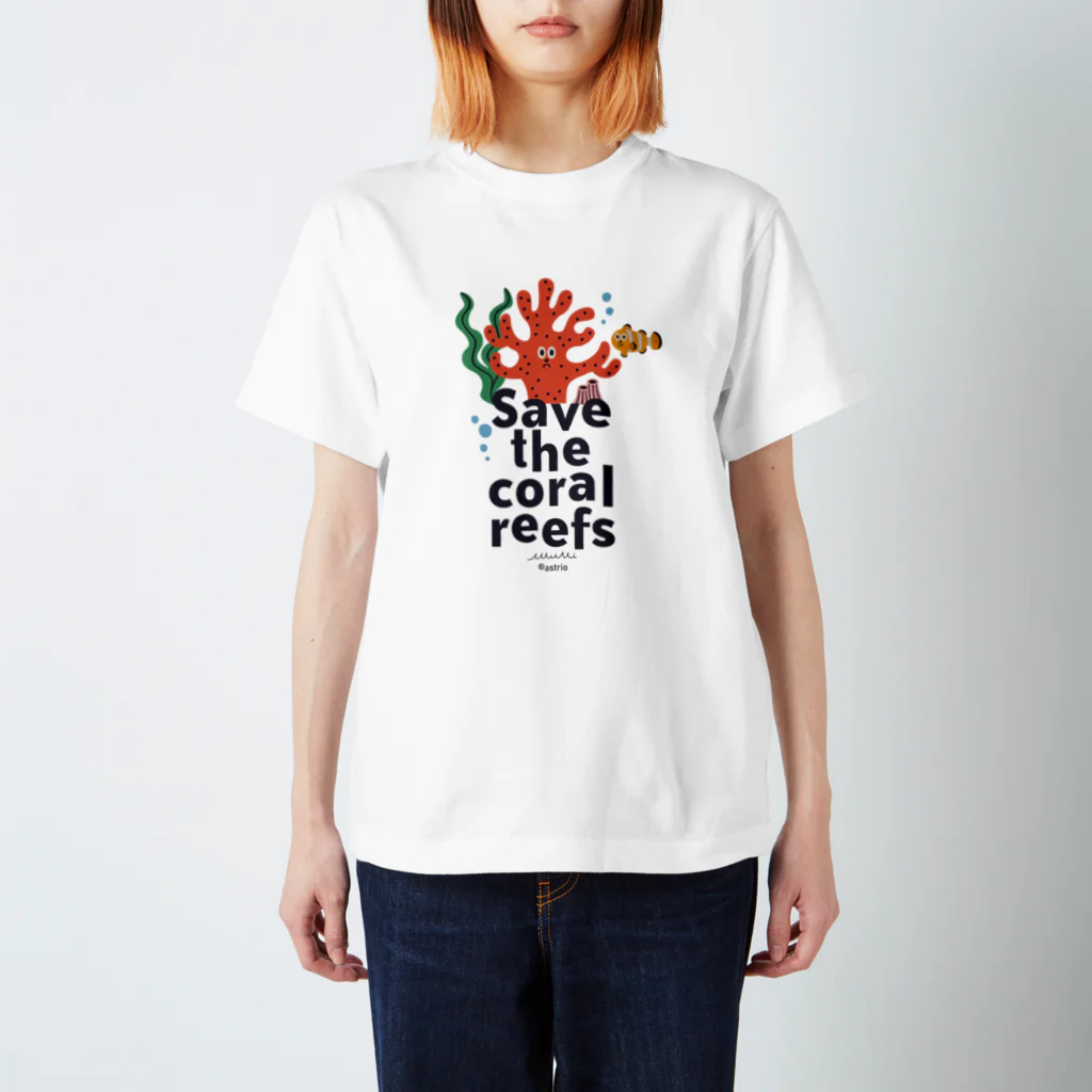 Astrio SUZURI店のSAVE the Coral Reefsサンゴを守ろう Regular Fit T-Shirt