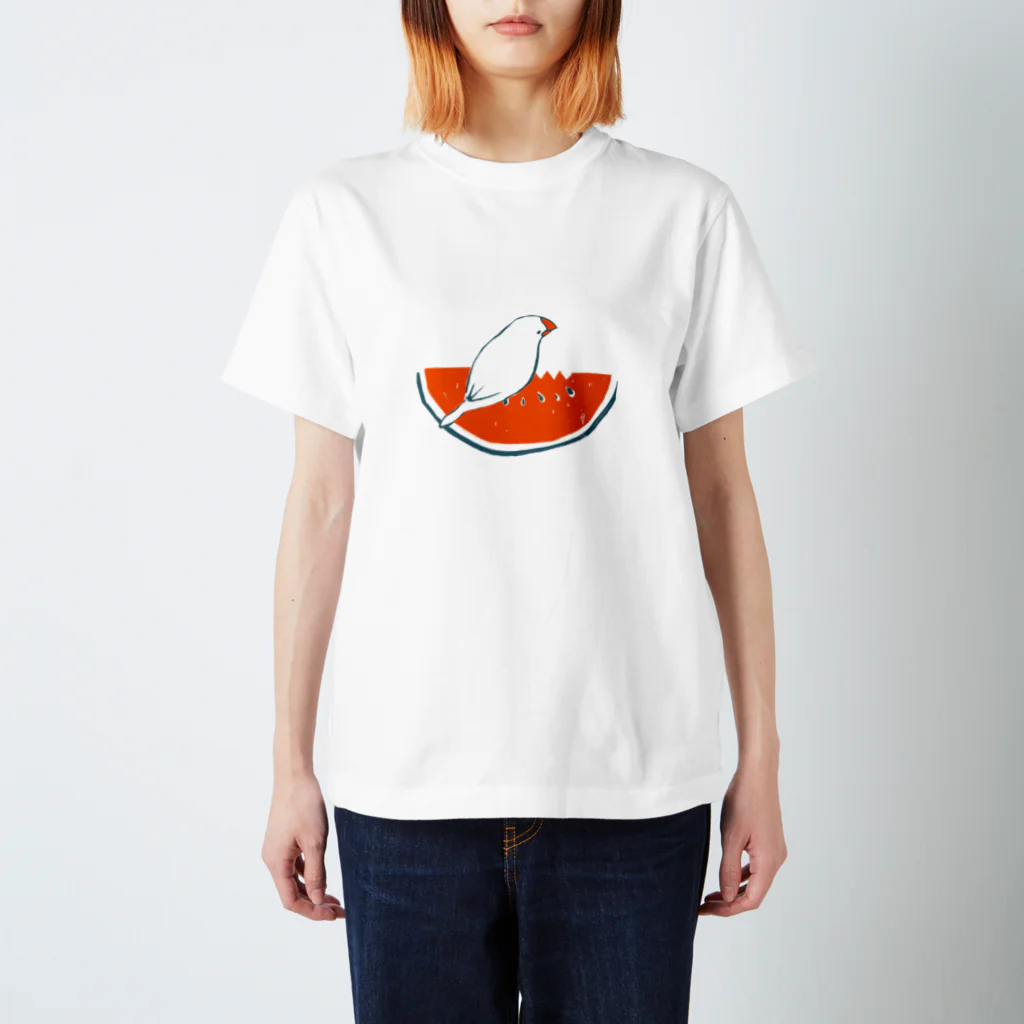 hayakawa(文鳥絵)のスイカ文鳥 Regular Fit T-Shirt