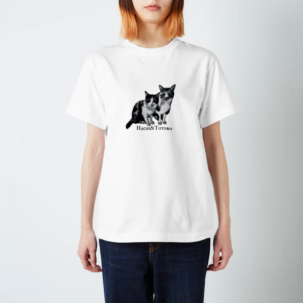 みならい屋の猫&猫（Hachi&Totoro） スタンダードTシャツ