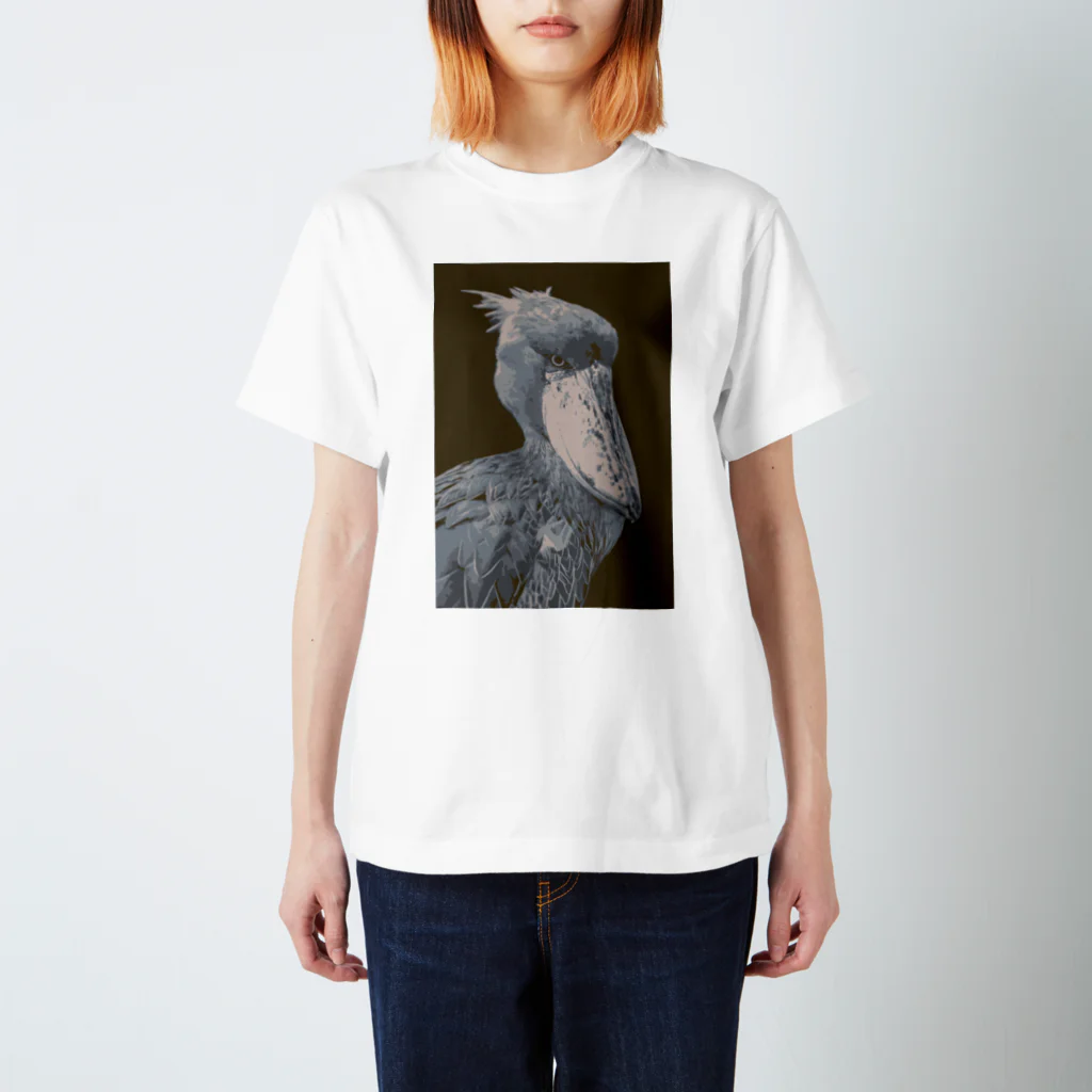 谷中画廊のハシビロコウイラスト Regular Fit T-Shirt